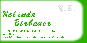 melinda birbauer business card